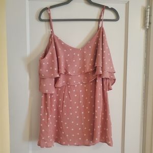 Cold shoulder polka dot top